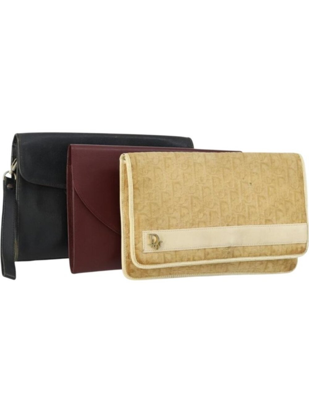 CARTIER Burberry Cartier Trotter Canvas Bag Leather 3 Set Black